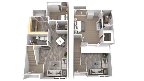 Floor plan for 2 beds, 2 baths, 1725 sqft